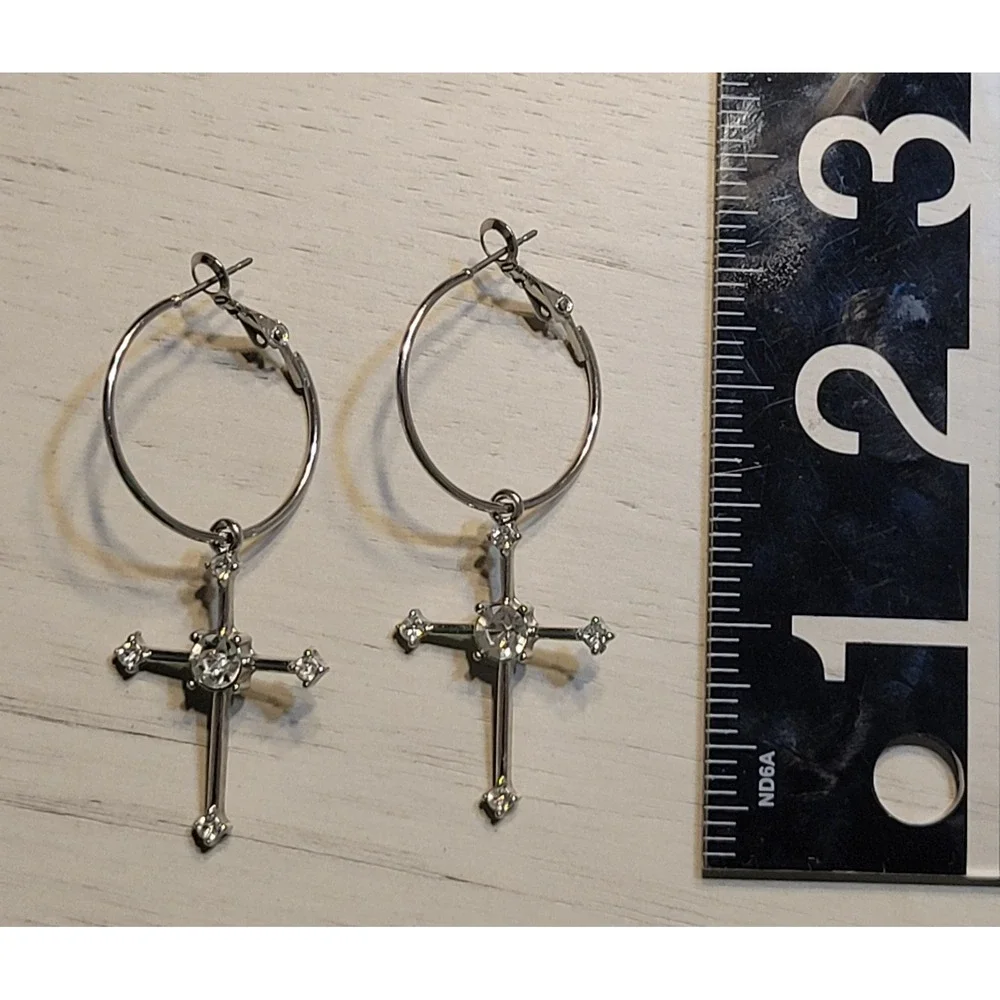 Women's Sterling Silver Cross Rhinestone Earrings Gifts For Her Mother's Day